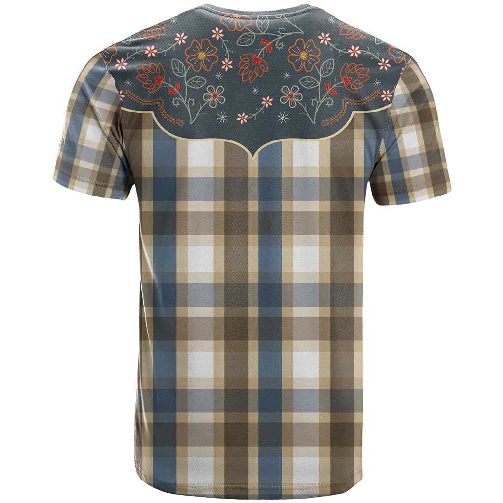 Vintage Western Flowers Yoke Shirt Style T-Shirt Gingham Graphic Tee