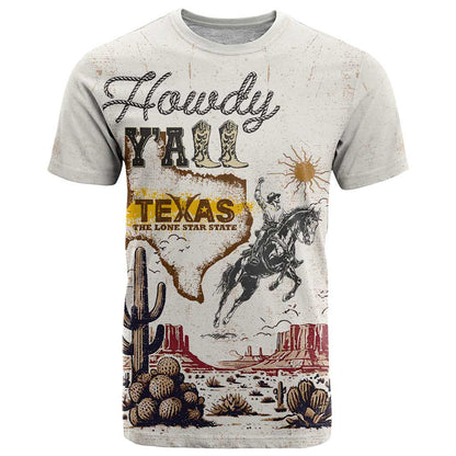 Texas Heritage Vintage Style T-Shirt Howdy Yall and Lone Star State Graphic Tee