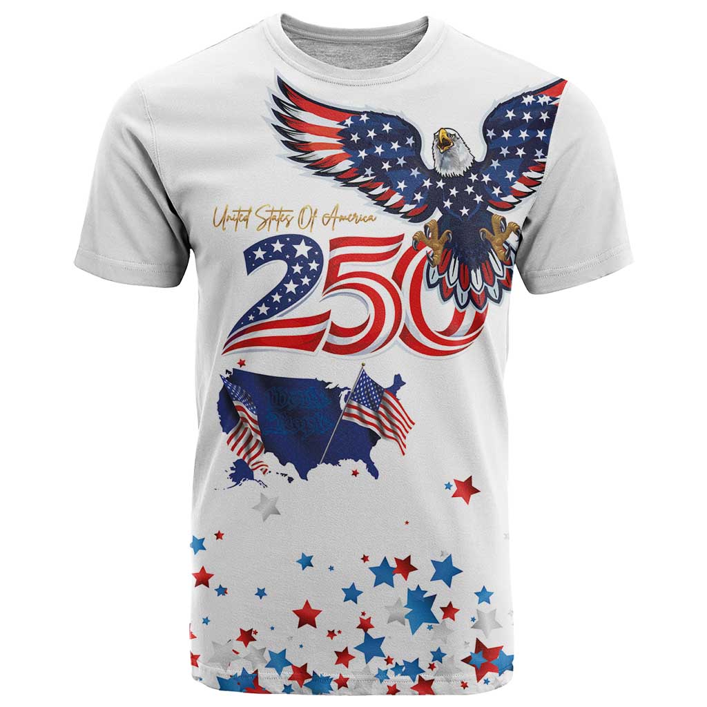250 Years of American Freedom T-Shirt Flag Bald Eagle Map