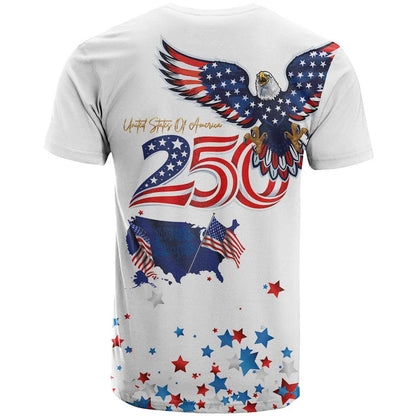 250 Years of American Freedom T-Shirt Flag Bald Eagle Map