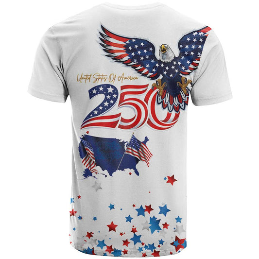 250 Years of American Freedom T-Shirt Flag Bald Eagle Map
