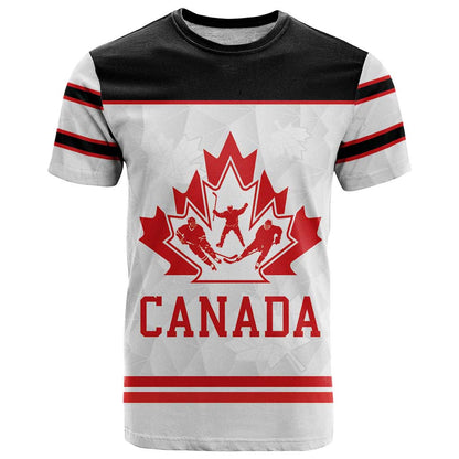 Custom Canada Ice Hockey T-Shirt Maple Leaves Sport Tee