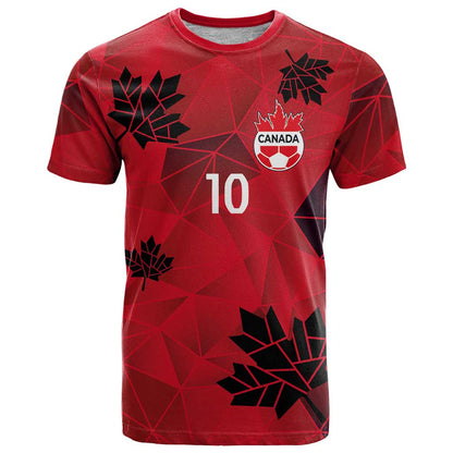Custom Canada Football T-Shirt Maple Leaves Geometric Style Graphic Tee