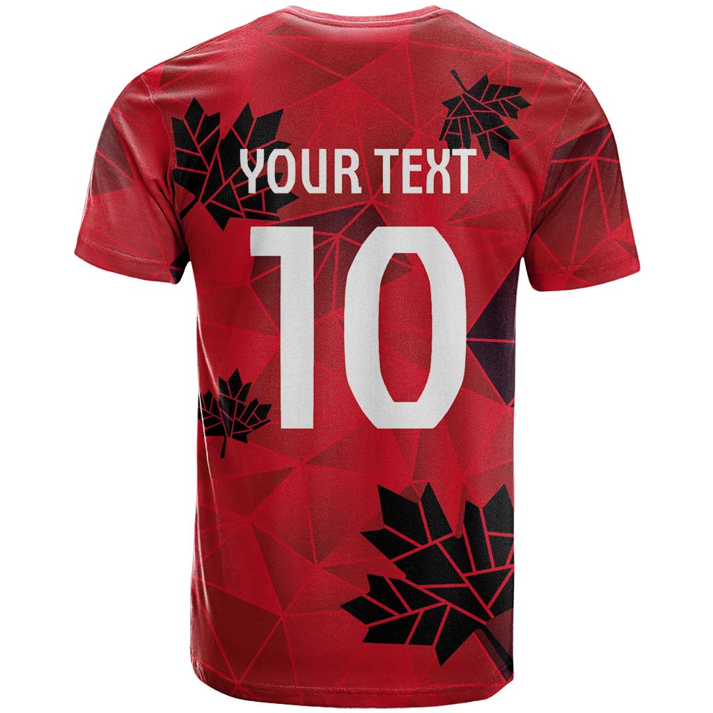 Custom Canada Football T-Shirt Maple Leaves Geometric Style Graphic Tee