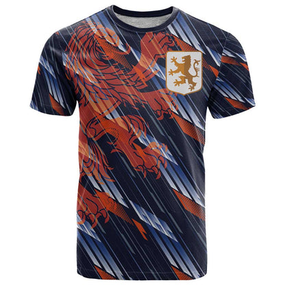 Custom Netherlands Lion Football T-Shirt Sporty Style Graphic Tee