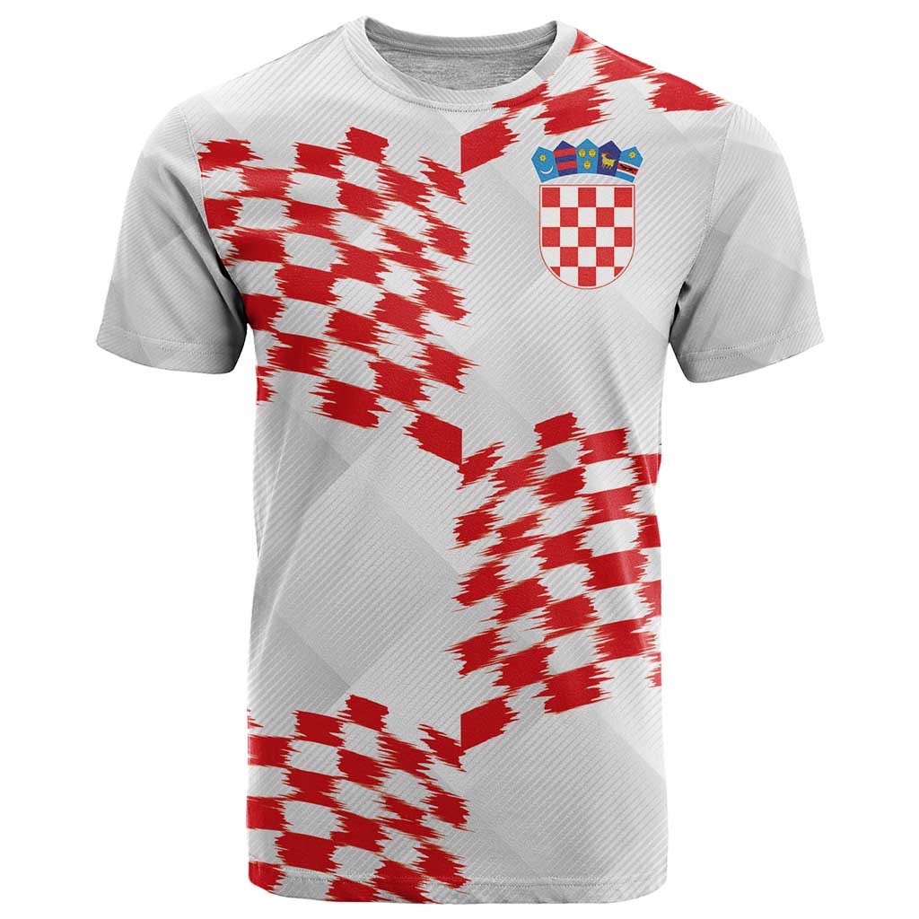 Custom Croatia Football T-Shirt Kockasti-Grunge Checkers Graphic Tee