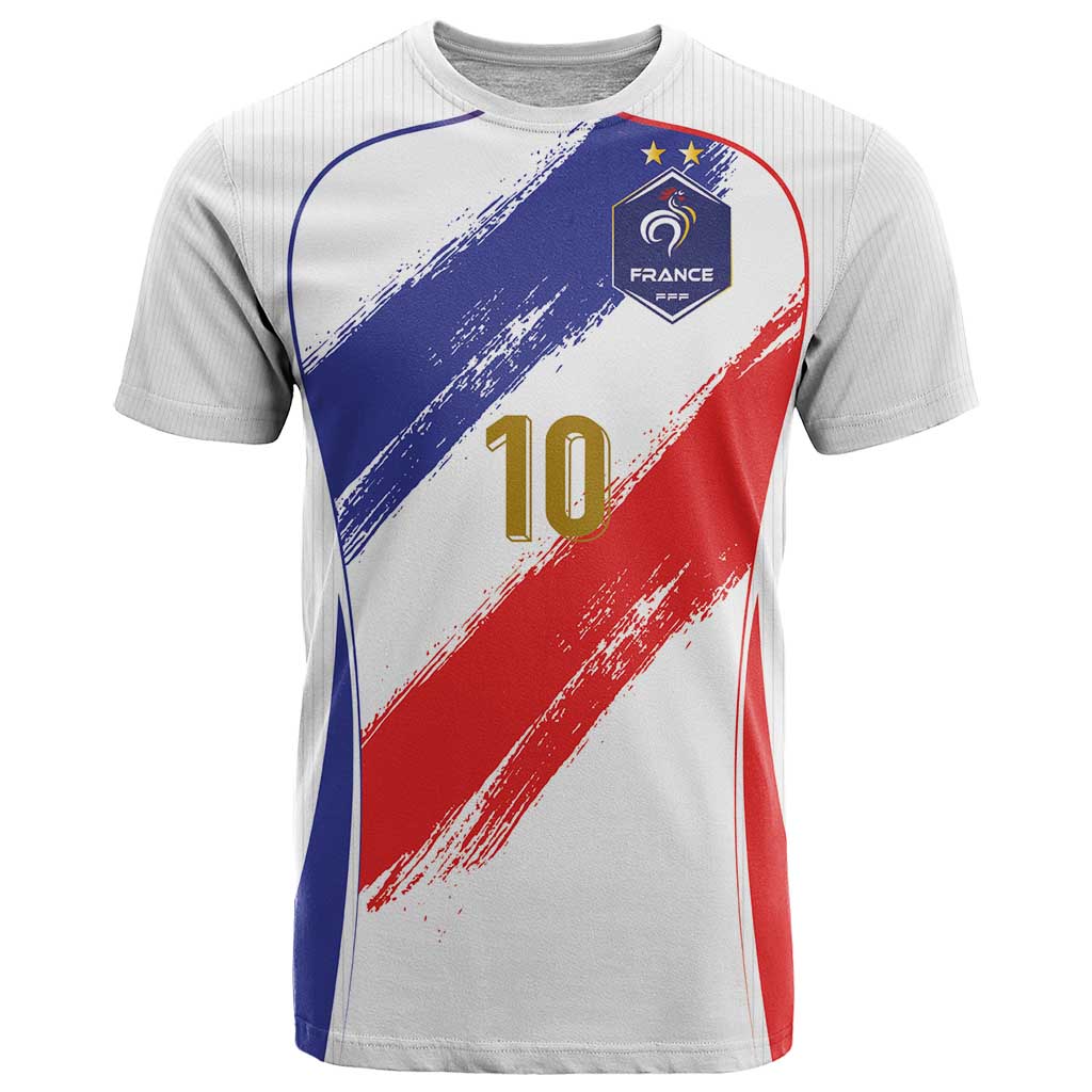 Custom France Foorball T-Shirt Les Bleus Tricolor Brush Style Graphic Tee