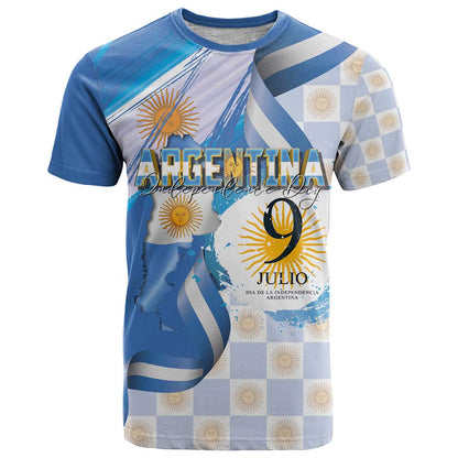 Argentina Independence Day T-Shirt - Día de la Independencia Brush and Grunge Style Graphic Tee