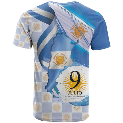 Argentina Independence Day T-Shirt - Día de la Independencia Brush and Grunge Style Graphic Tee