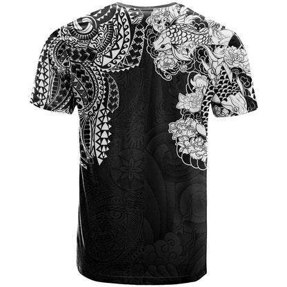 Japanese Irezumi and Hawaiian Polynesian Art Tattoo T-Shirt Black Color Graphic Tee