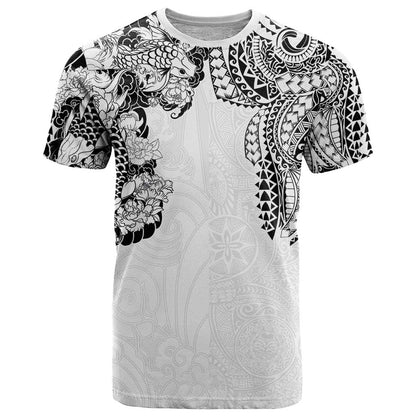Japanese Irezumi and Hawaiian Polynesian Art Tattoo T-Shirt White Color Graphic Tee
