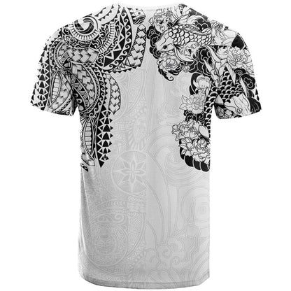 Japanese Irezumi and Hawaiian Polynesian Art Tattoo T-Shirt White Color Graphic Tee