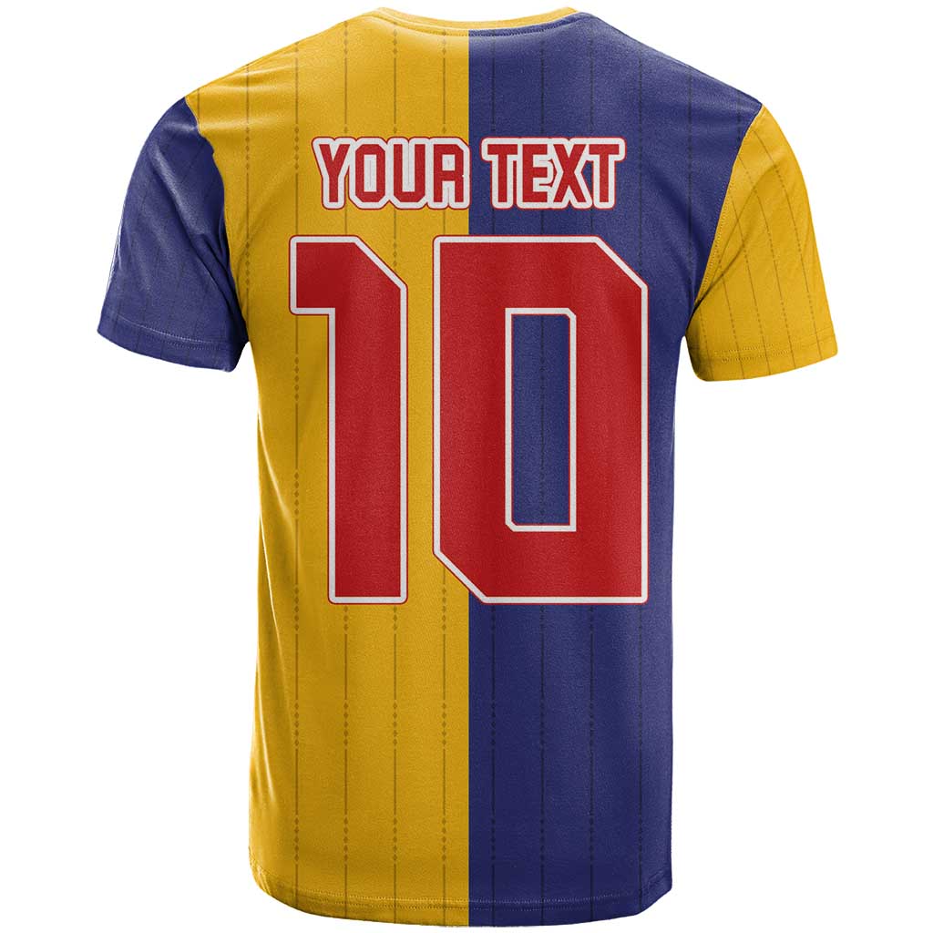 Custom Ukraine National Football T-Shirt The Blue and Yellow with Map Half Style Graphic Tee