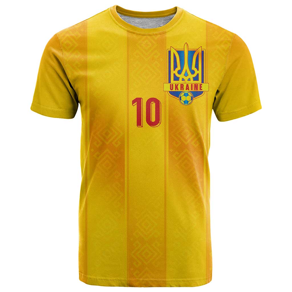 Custom Ukraine National Football T-Shirt Vyshyvanka Inspired Geometry Graphic Tee