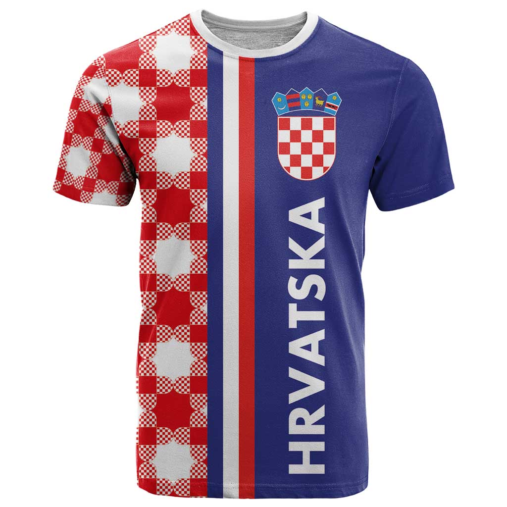 Croatia Hrvatska Checkerboard Half Style T-Shirt Graphic Tee