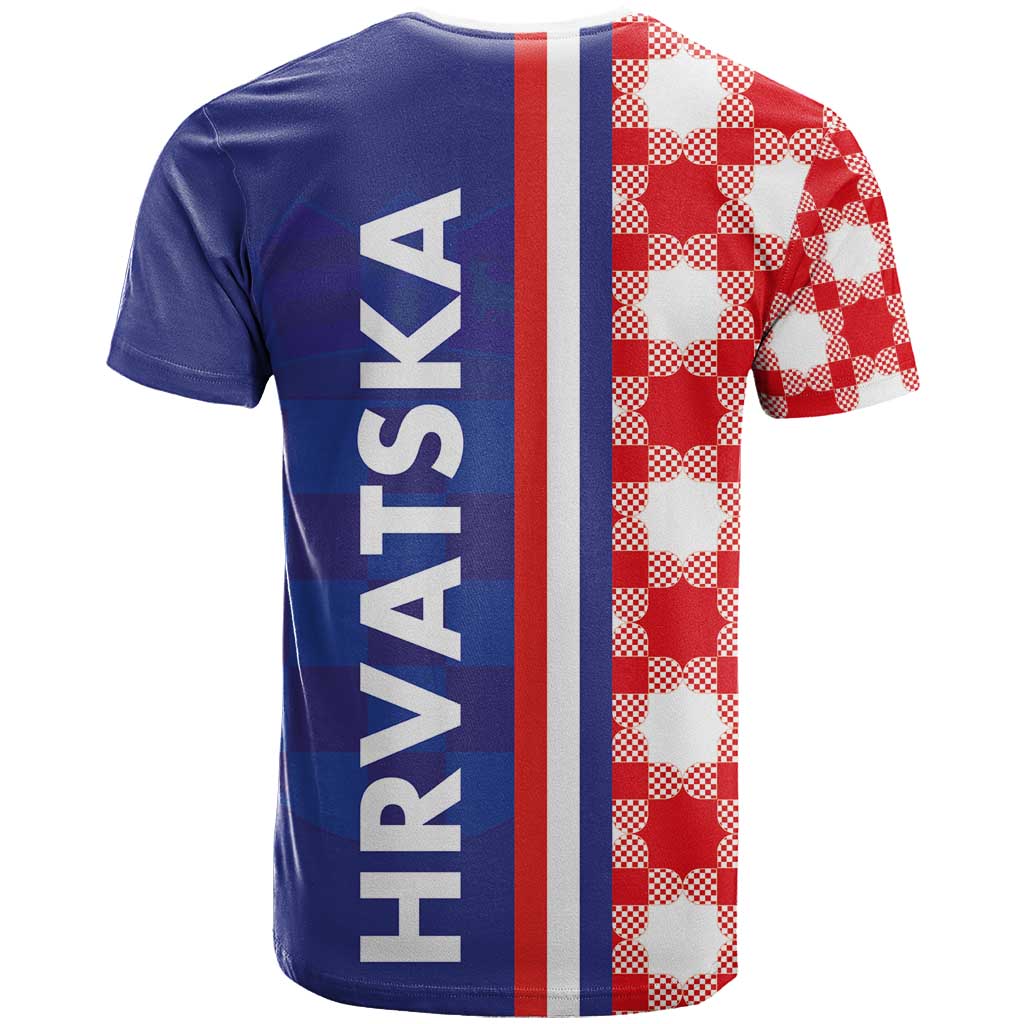 Croatia Hrvatska Checkerboard Half Style T-Shirt Graphic Tee