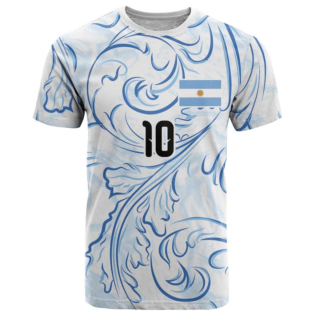 Custom Argentina Football T-Shirt Artistic Pattern-Paintings Inspired White Color Graphic Tee