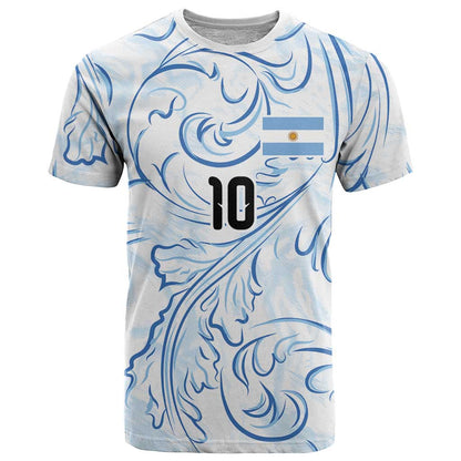 Custom Argentina Football T-Shirt Artistic Pattern-Paintings Inspired White Color Graphic Tee