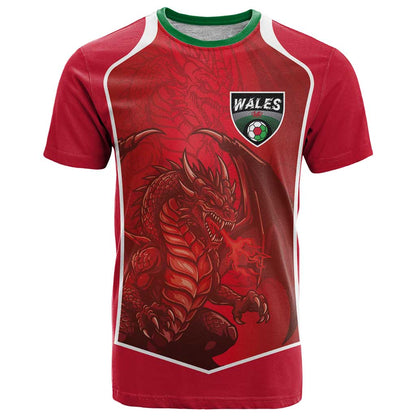 Custom Wales Football T-Shirt The Dragons Sporty Style Graphic Tee