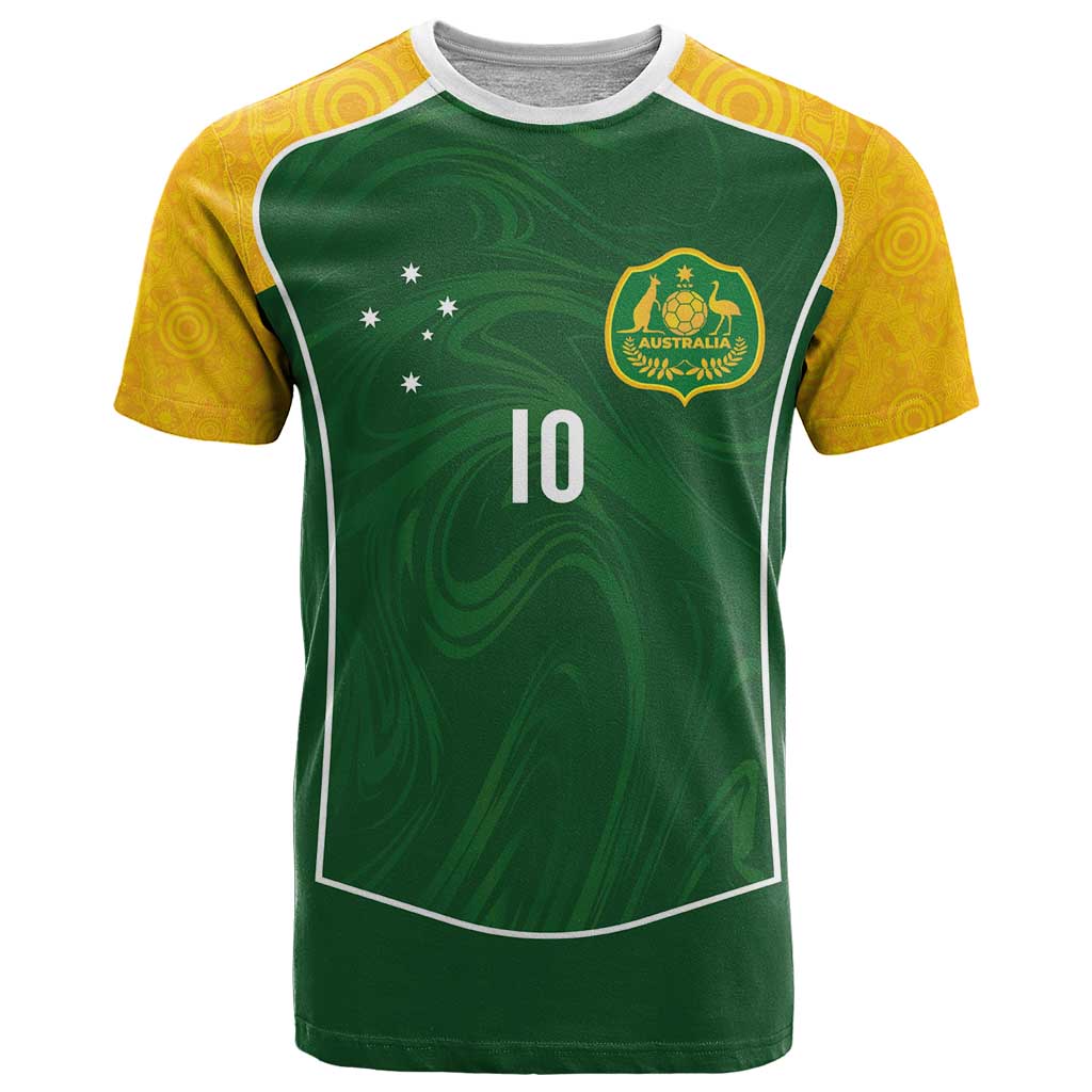 Custom Australia Football T-Shirt Aboriginal Pattern Sporty Style-Green Color Graphic Tee