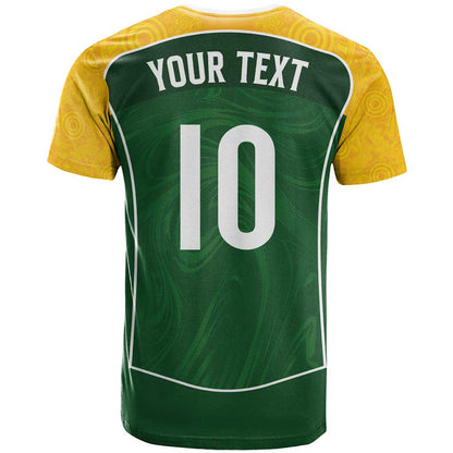 Custom Australia Football T-Shirt Aboriginal Pattern Sporty Style-Green Color Graphic Tee