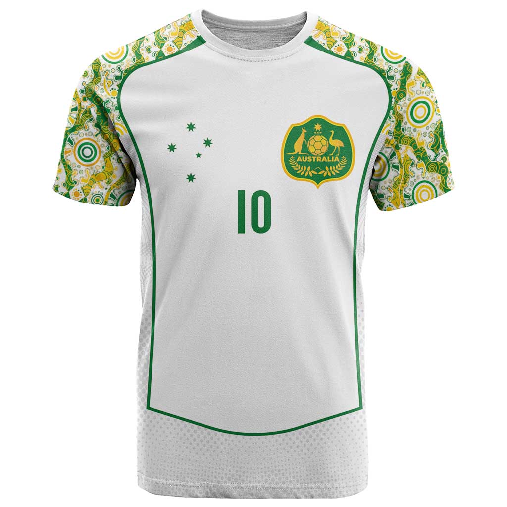 Custom Australia Football T-Shirt Aboriginal Pattern Sporty Style-White Color Graphic Tee