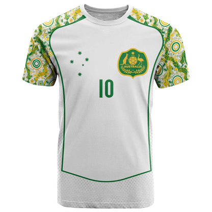 Custom Australia Football T-Shirt Aboriginal Pattern Sporty Style-White Color Graphic Tee