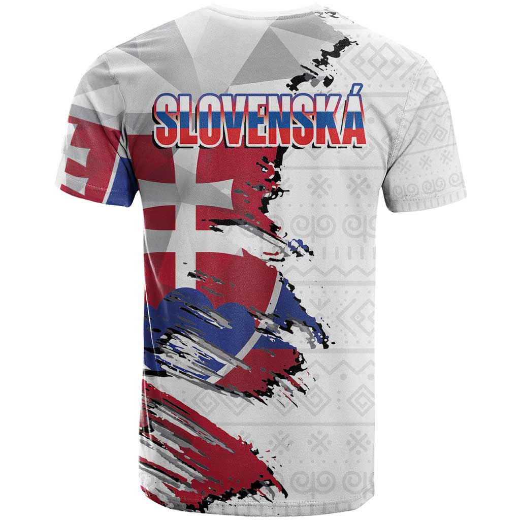 Slovakia T-Shirt Flag Grunge Half Style with Slovak Pattern Graphic Tee