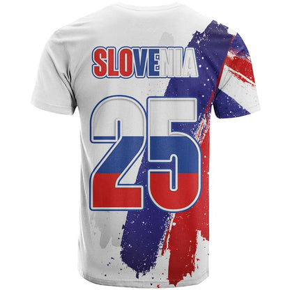 Slovenia Statehood Day T-Shirt 25 June National Flag Color Brush Stroke Style Graphic Tee