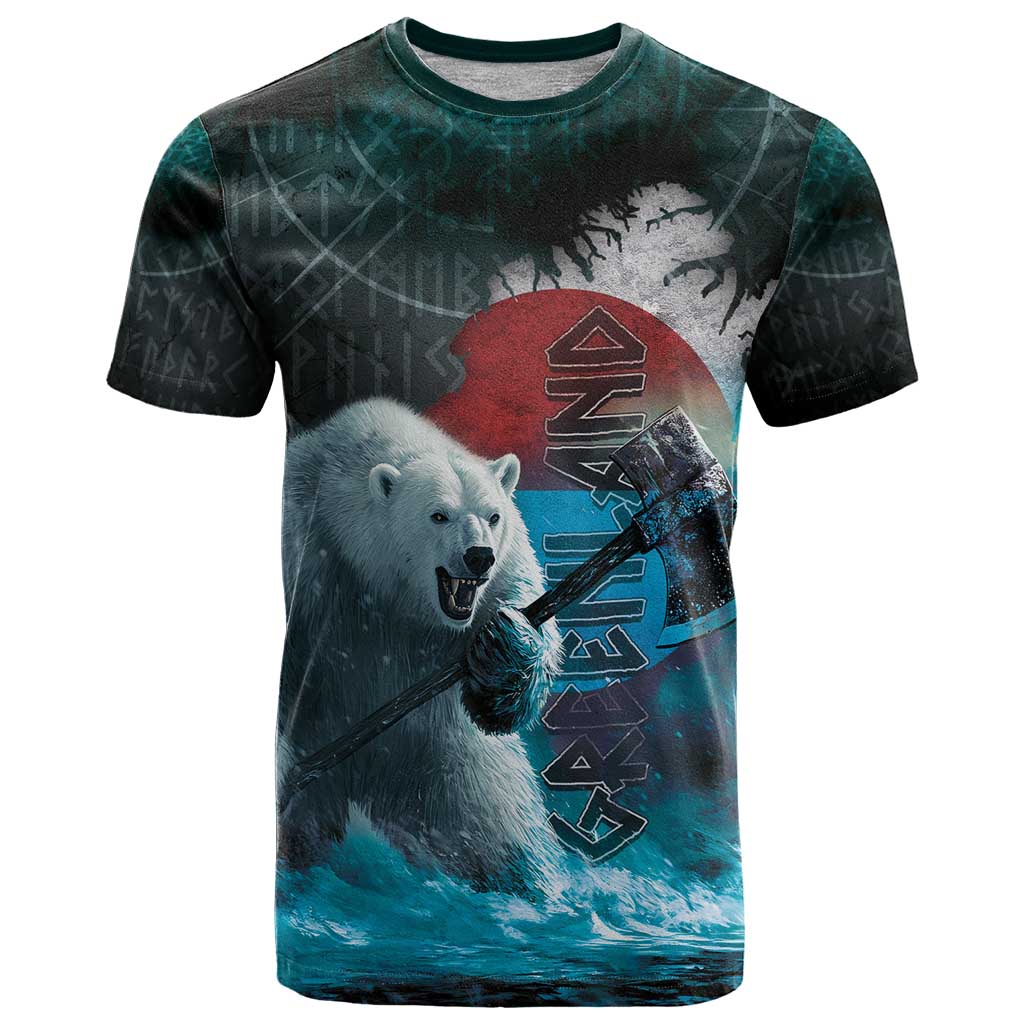 Greenlandic Polar Bear Warrior T-Shirt Nordic and Runes Style Graphic Tee