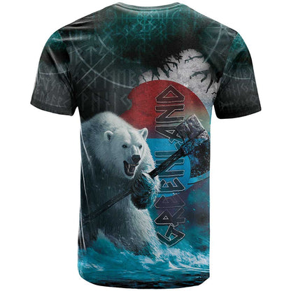 Greenlandic Polar Bear Warrior T-Shirt Nordic and Runes Style Graphic Tee