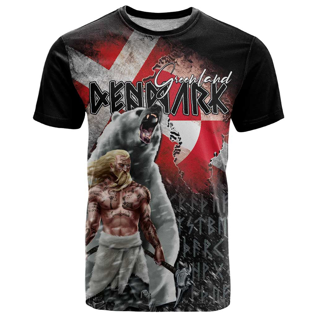 Greenlandic and Danish Together T-Shirt Viking Warrior with Polar Bear Roar Graphic Tee