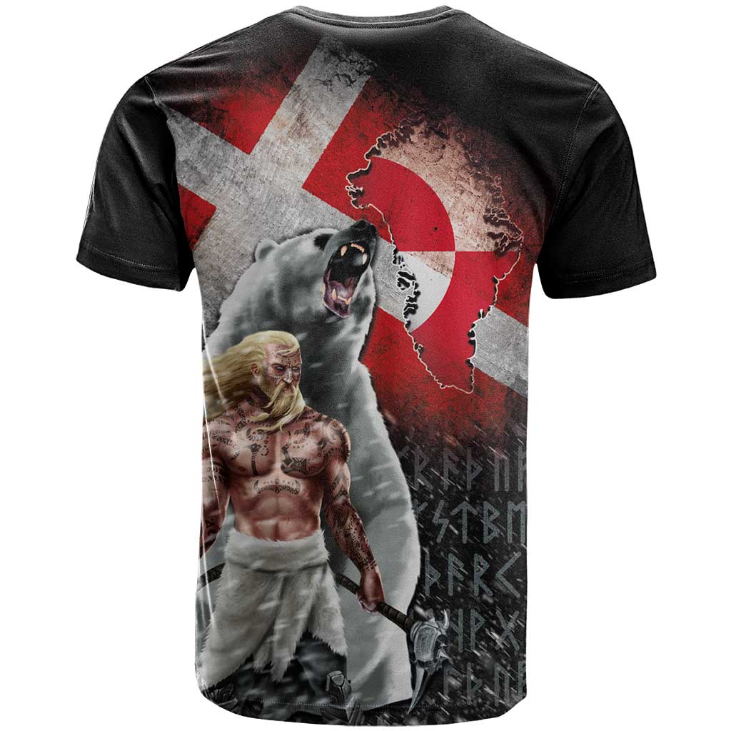 Greenlandic and Danish Together T-Shirt Viking Warrior with Polar Bear Roar Graphic Tee