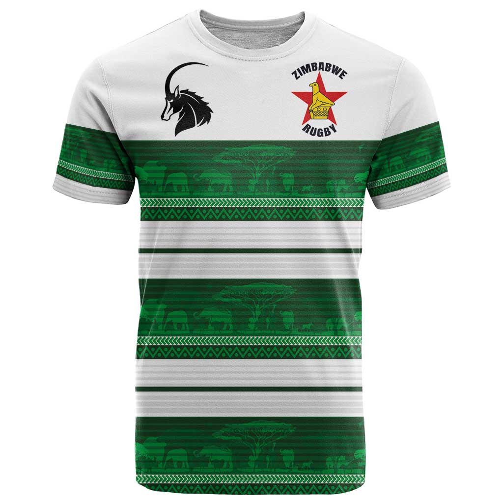 Custom Zimbabwe Rugby T-Shirt African Heritage Stripes Style Graphic Tee