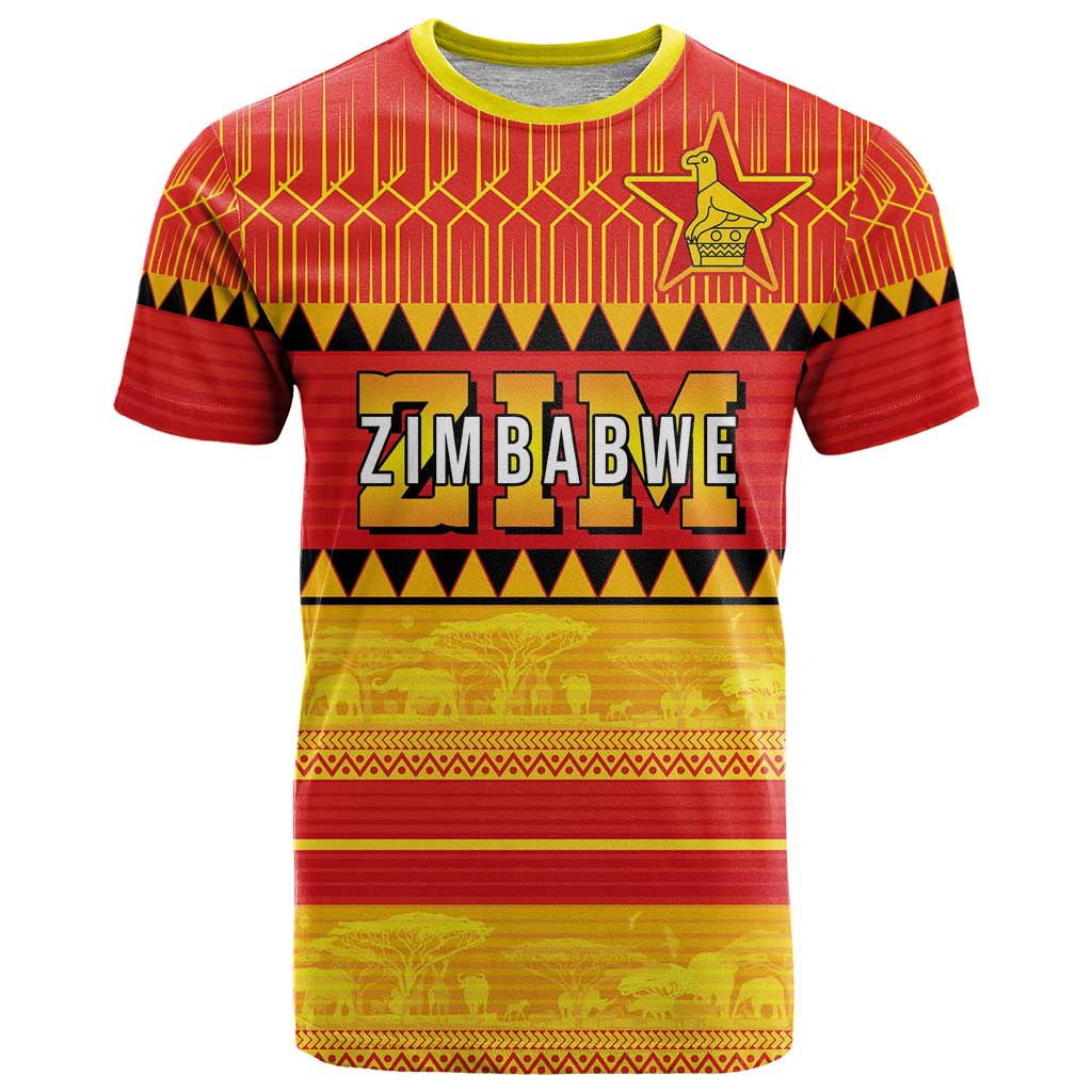 Custom Zimbabwe Cricket T-Shirt African Heritage Stripes Style Graphic Tee