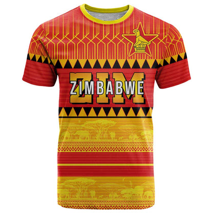 Custom Zimbabwe Cricket T-Shirt African Heritage Stripes Style Graphic Tee