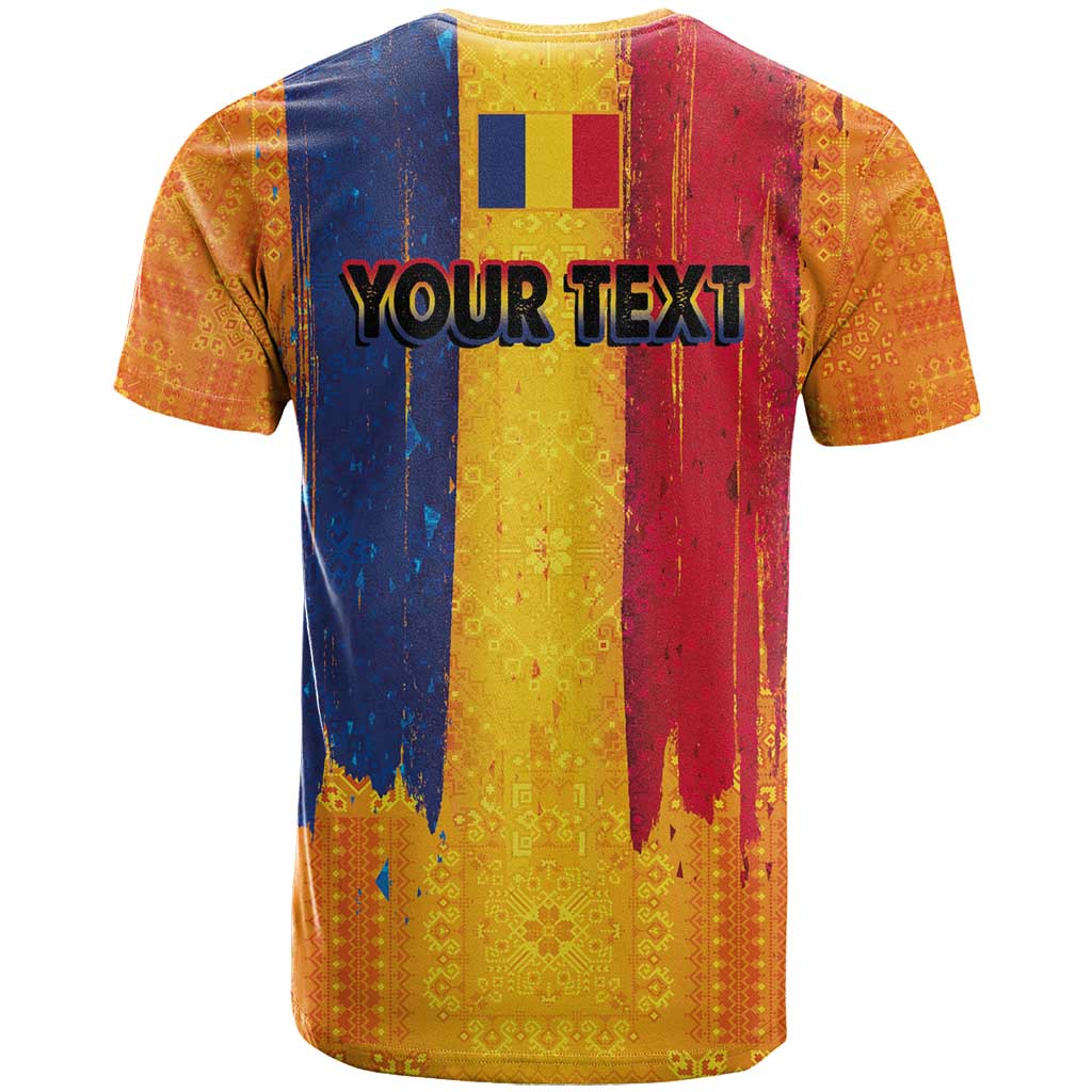 Personalized Romania Flag Day T-Shirt Traditional Pattern Royal Style Graphic Tee