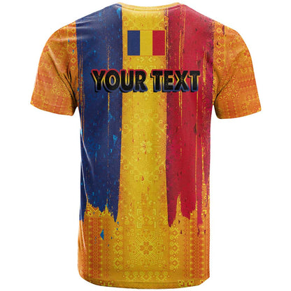 Personalized Romania Flag Day T-Shirt Traditional Pattern Royal Style Graphic Tee
