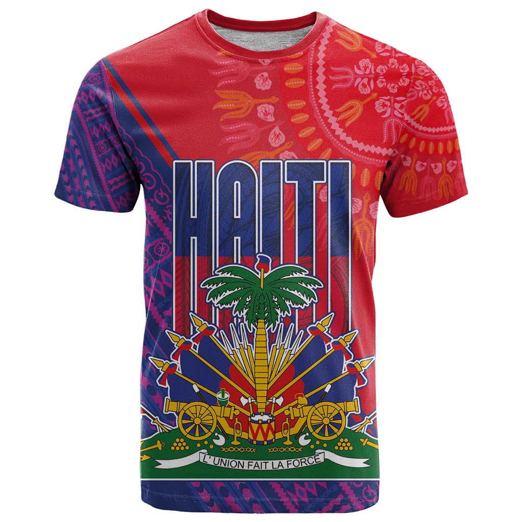 Haiti National Emblem T-Shirt Dashiki and Polynesian Pattern Graphic Tee