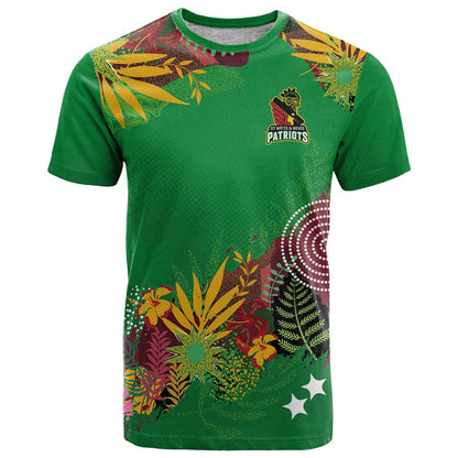Custom St Kitts and Nevis Cricket Patriots T-Shirt Caribbean Tropical Plants Sporty Green Graphic Tee