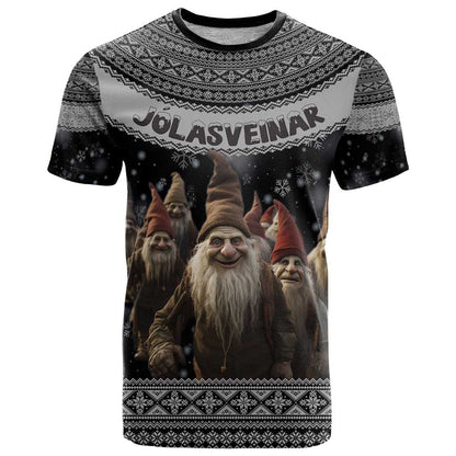 13 Yule Lads Iceland Christmas T-Shirt Jolasveinar and Nordic Traditional Pattern Graphic Tee