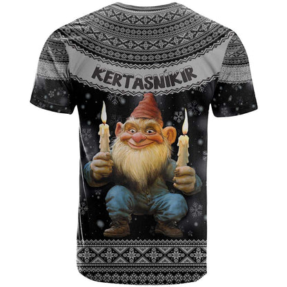 Iceland Kertasnikir Christmas T-Shirt Candle Beggar and Nordic Traditional Pattern Graphic Tee