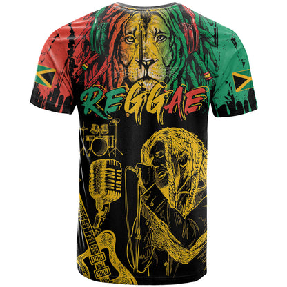 International Reggae Day T-Shirt Rastafarian Lion and B-Marley Passion Graphic Tee