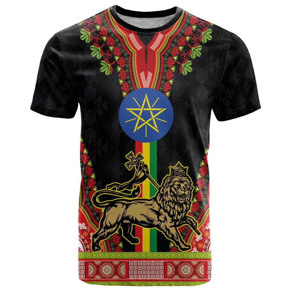 Ethiopia Culture T-Shirt Lion of Judah with The Star Seal - Dashiki Style Graphic Tee