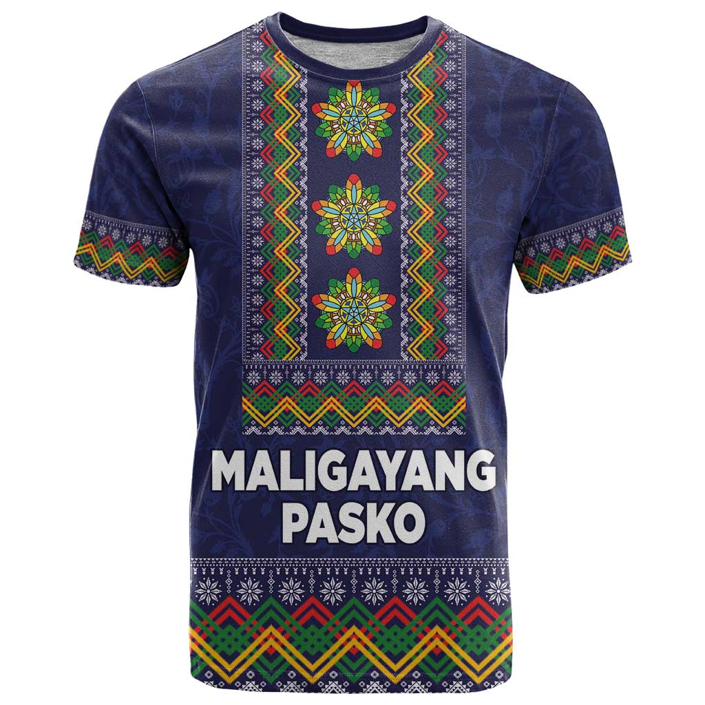 Philippines Merry Christmas T-Shirt Maligayang Pasko with Parol and Xmas Pattern Barong Style Graphic Tee