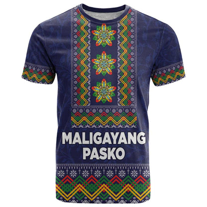 Philippines Merry Christmas T-Shirt Maligayang Pasko with Parol and Xmas Pattern Barong Style Graphic Tee