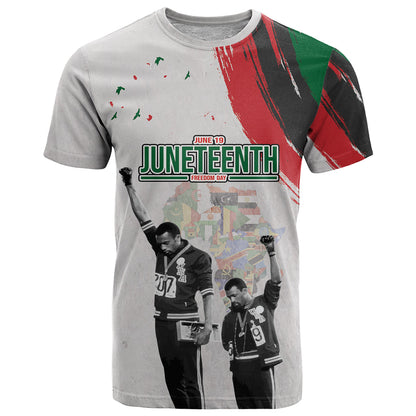 Personalized Juneteenth Freedom Day T-Shirt 1968 Black Power Salute Graphic Tee