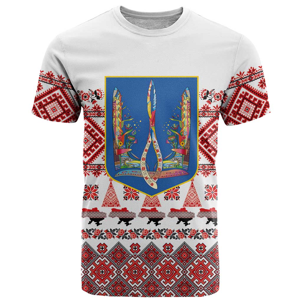 Ukraine Merry Christmas T-Shirt Ukraine Emblem and Vyshyvanka Xmas Style Graphic Tee