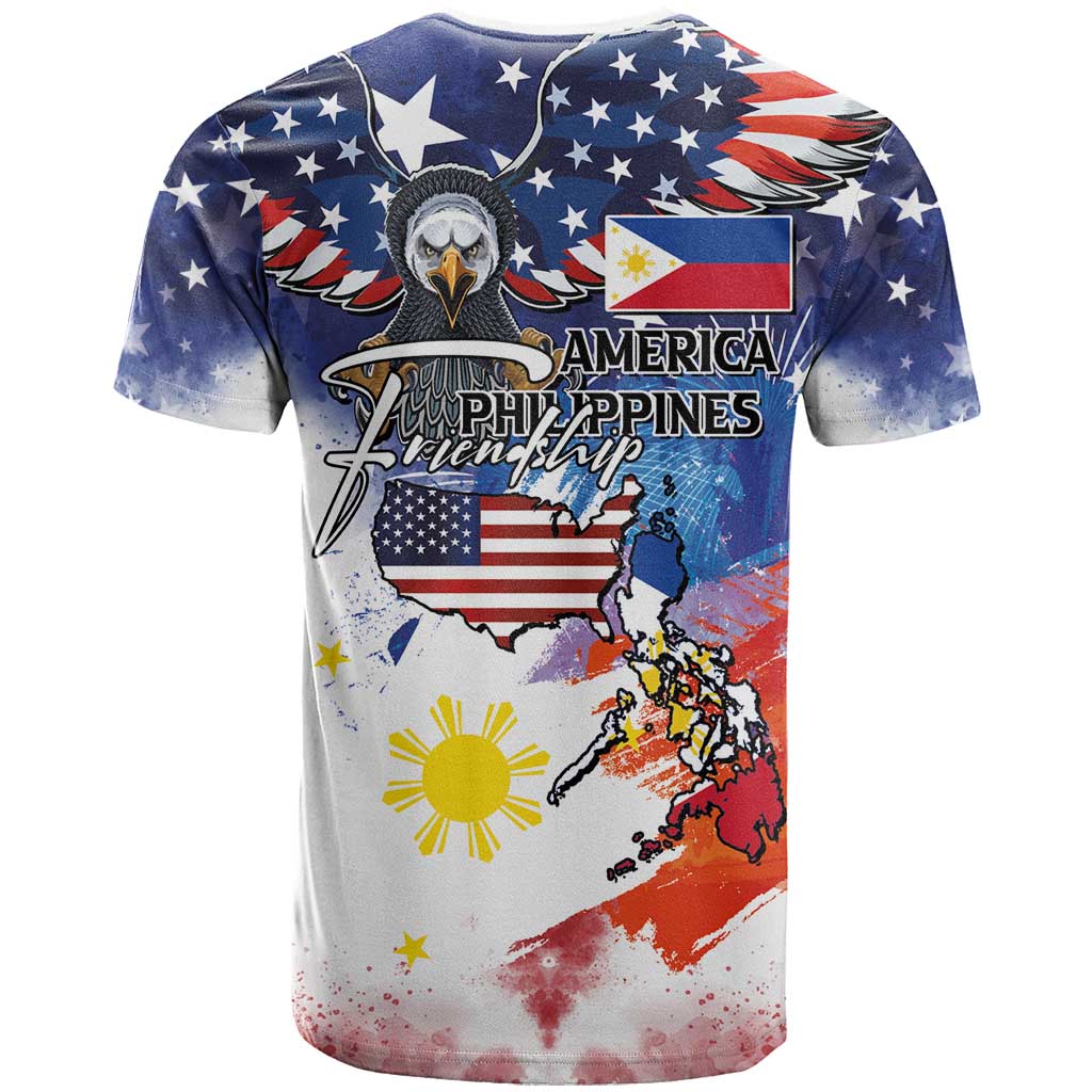 Philippine-American Friendship T-Shirt USA Eagle and Philippines Flag with The Maps Graphic Tee