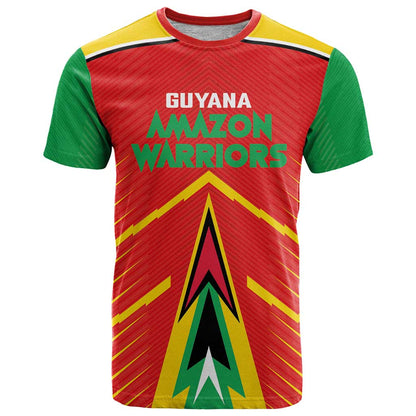Custom Guyana Cricket Amazon Warriors T-Shirt Green Red Gold Glory Graphic Tee